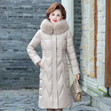 Dodobye 2025 New Mother Winter Jacket Women Parka Fur Collar Hooded Cotton Padded Jacket Thick Warm Long Parkas Female Outerwear