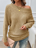 christmas outfit Dodobye Long Sleeves Loose Solid Color Split-Joint Off-The-Shoulder Pullovers Sweater Tops