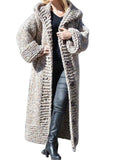 Black Friday Dodobye Causal Knitted Long Hooded Cardigan Women Loose Thicken Solid Single-Breasted Open Maxi Sweaters Coat Female Chic Warm Outwear