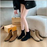 Dodobye 2025 Vintage Women Slim Ankle Boots Fashion Elegant Square Toe Shoes Autumn High Heel  Short Booties