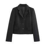 Black Friday Dodobye autumn new women's fashion single breasted temperament lapel long sleeved blended slim fit suit jacket