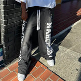 Dodobye 90s Streetwear Retro Gothic Two Piece Set Casual Tracksuit Men Hot Drill Patchwork Y2k Clothes for Men Hip Hop Sweatpants T Shirts Streetwear