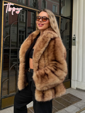 christmas outfit Dodobye Fashion Winter Warm Women's Faux Fur Fluffy Jackets Luxury Lapel Collar Long Sleeve Furry Thick Coat 2025 Chic Female Streetwear