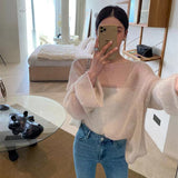 Black Friday Dodobye Women Knitting Pullover Sweater Korean Loose Chic Sexy Hollow Out O Neck Tops Y2K Ladies Spring Long Sleeve Thin Jumper New