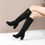 Dodobye Female Shoes on Sale 2025  High Quality Sleeve Women's  Winter Pointed Toe Suede Solid High Tube Chunky Heels Fashion Boots