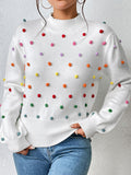 christmas outfit Dodobye Long Sleeves Loose Pompom Triming Round-Neck Knitwear Pullovers Sweater Tops