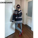 Dodobye Sweet Hot Girl Retro Suit Women's Autumn Fair Isle Pattern Knitted Cardigan High-waisted Skirt Fashion Two-piece Sets