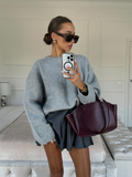 Black Friday Dodobye Knitted Long Sleeved O-neck Casual Pullover Fashion Solid Color Versatile Elegant Women's Sweater Commute High Street Autumn Top