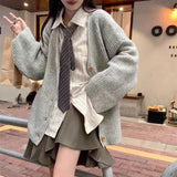 Black Friday Dodobye Striped Knit Sweater Women Loose Fashion High Street Long-Sleeved Fall Winter Button Cardigan Harajuku Jk Lazy School Jumpers