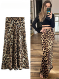 Dodobye 2024 Summer Woman Leopard Print Skirt Vintage High Waist Loose Midi Skirts Chic Elegant Casual Streetwear Women's Skirt