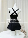 Dodobye Preppy Style 2 Piece Dress Set Women Sweet Sleeveless Hot Crop Tops + Backless Mini Dress Korean Fashion Suit Summer 2025 New