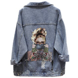 Dodobye 2025 Autumn New Denim Jacket Women Harajuku Printed Frayed Beading Loose Casual Jeans Jacket Coat Outwear Female Jacket P521