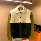 thanksgiving outfit Dodobye Patchwork Knitted Cardigan Sweater Autumn Winter Men's Matching Color Casual Loose Knitwear Fashion Sweaters Warm Coat Versatile