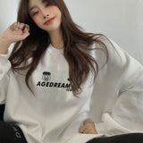 christmas outfit Dodobye Harajuku style casual versatile sweatshirt 2025 new letter plus velvet thickened loose round neck sweatshirt for women oversize