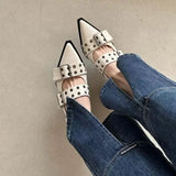 Dodobye Slingback Shoes Gothic Chunky Heels Women's Pumps Rivet Street Style Medium Heel Punk Vintage Casual Sandals Spring Summer 2024