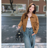 thanksgiving outfit Dodobye Coffeechamois Leather Chic Jacket 2024 Autumn New Simple Style Blogger Ins Sense Fresh Top Loose Fit Short Outerwear