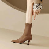 Dodobye 2025 Winter Women Stretch Cloth Ankle Boots Sexy Pointed Toe Short Booties Shoes Fashion Partys High Heel Socks