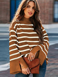 Black Friday Dodobye Casual Striped Turtleneck Sweater Women Knitted Loose Long Sleeve Thin Pullover Sweaters Female Autumn Chic All-matching Outwear