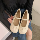 Dodobye 2024 Autumn Women Flat Shoes Fashion Pleated Round Toe Shallow Slip on Ballet Shoes Flat Heel  Soft Ballerina Mary Jane Shoes