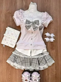 Dodobye Autumn New Japanese Sweet Lolita Outfits 3 Piece Set Women Casual Knitted Cardigan+ Sexy Slim Lace  Vest Tops+ High Waist Shorts