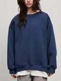 Dodobye-Solid Crew Neck Oversized Sweatshirt