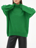 christmas outfit Dodobye Long Sleeves Loose Solid Color High Neck Knitwear Pullovers Sweater Tops