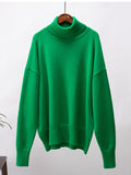 christmas outfit Dodobye Long Sleeves Loose Solid Color High Neck Knitwear Pullovers Sweater Tops