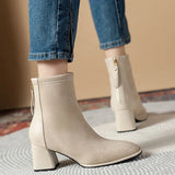 Dodobye Fashion Thick Heel Short Boots  2025  Winter New Square Headed Suede Short Boots Women Plush Warm High Heels  Boots