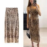 Dodobye Leopard Print Tulle Skirt Woman Vintage High Waist Long Skirts For Women Summer Mesh Midi Skirt Elegant Women's Skirts