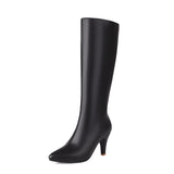 thanksgiving outfit Dodobye Women Knee High Boots Pointed Toe Small Heels 8.5cm Size 45 46 47 Fashion Sexy Party Female Booties