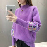 Dodobye Woman Sweaters 2025 Autumn Winter Tops Turtleneck Sweater Women Slim Pullover Jumper Embroidery Knitted Sweater Pull Femme Hiver