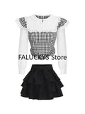 Dodobye 2025 Autumn Sweet 2 Piece Set Office Lady Casual Outwear Mini Skirt + Women Evening Party Kawaill Y2k Blouse Korean Fashion