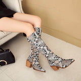 thanksgiving outfit Dodobye 2020 Cowboy boots Knee high print Pointed toe heel Brand women boots wedges shoes Big size 44