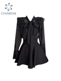 Dodobye Women Korean Style Dress Vintage Fashion Elegant Chic Black Gothic Long Sleeve Loose Kawaii A-line Shirt Dresses For Women 2025