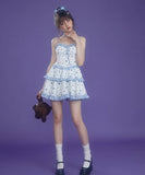 Dodobye Blue Girl Rose Tiered Dress