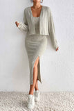 Dodobye Long Sleeve Cami Dress Cardigan knitted Set