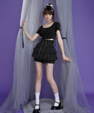 Dodobye Black Lady Tiered Short Skirt