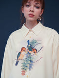 Dodobye A Bird-And-Flower Blouse Perched On A Treetop