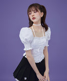 Dodobye Angel Girl Lace Up Corset Frill Blouse