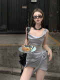 Dodobye 2025 Summer French Elegant Y2k Mini Dress Woman Sexy Sleeveless Short Party Dress Casual One Piece Dress Korean Fashion Chic