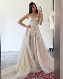 Dodobye Customized Tulle Spaghetti Strap robes de soirée Floor-Length A-Line V Neck Evening Dresses Wedding Party Wedding Dress-(PRE-ORDER)