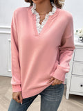 christmas outfit Dodobye Long Sleeves Loose Split-Joint V-Neck Pullovers Sweater Tops