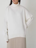 christmas outfit Dodobye Long Sleeves Loose Solid Color High Neck Knitwear Pullovers Sweater Tops