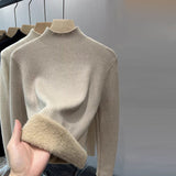 Black Friday Dodobye Casual Solid Thicken Turtleneck Sweater Women Slim Fit Warm Plush Pullover Sweaters Female Korean Winter Simple Base Tops