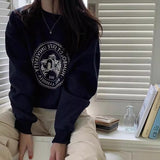 christmas outfit Dodobye Vintage Logo Print Round Neck Pullover Sweatshirt