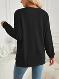 christmas outfit Dodobye High-Low Long Sleeves Pleated Solid Color Split-Joint Split-Side Round-Neck Sweatershirt