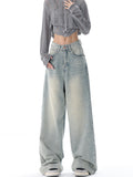 Dodobye Women Y2k Jeans Harajuku Denim Trousers Streetwear Y2k Wide Leg Jean Pants Vintage Aesthetic Japanese 2000s Style Trashy Clothes