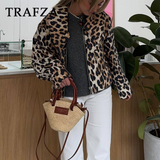 thanksgiving outfit Dodobye 2024 Spring Summer Casual LEOPARD Women Jackets Fashion Vintage Turn-down Collar Zipper Streetwear Ladies Jackets