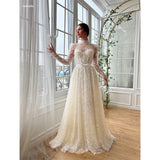 Dodobye Customized Appliques Mesh Sleeves Tiered Ruffle A-line Wedding Dress Floor-Length vestidos de noche Cut-out Party  Dress-(PRE-ORDER)