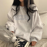 christmas outfit Dodobye Solid Color Embroidered Logo Pullover Sweatshirt